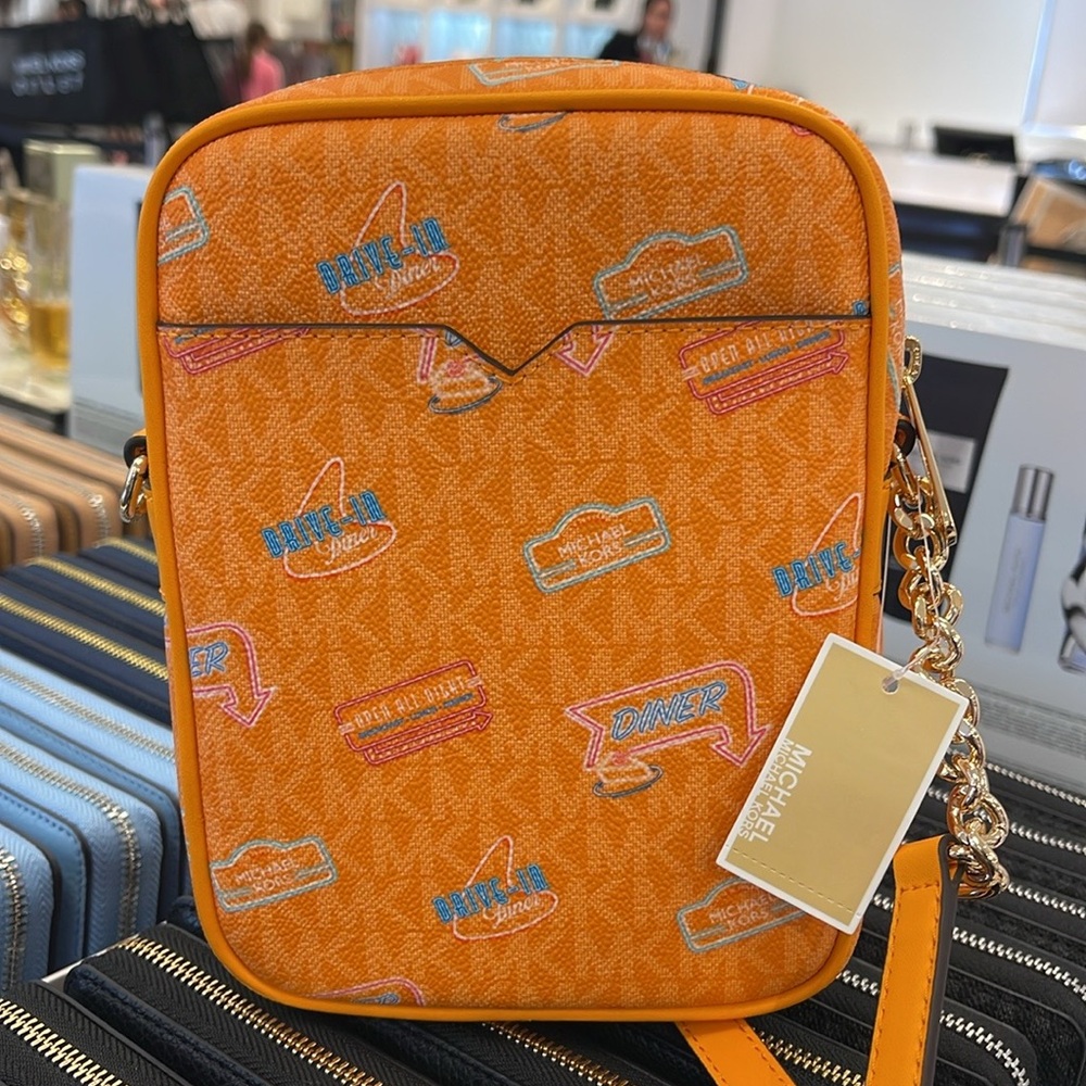 MICHAEL KORS Jet Set Md Printed Signature Logo Crossbody NS CHAIN XBODY Flight - Picture 12 of 16